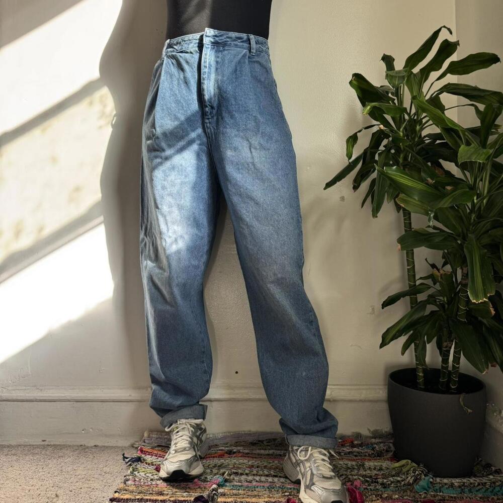 blue denim high waisted baggy jeans waist‎ 28" - Picture 2 of 5